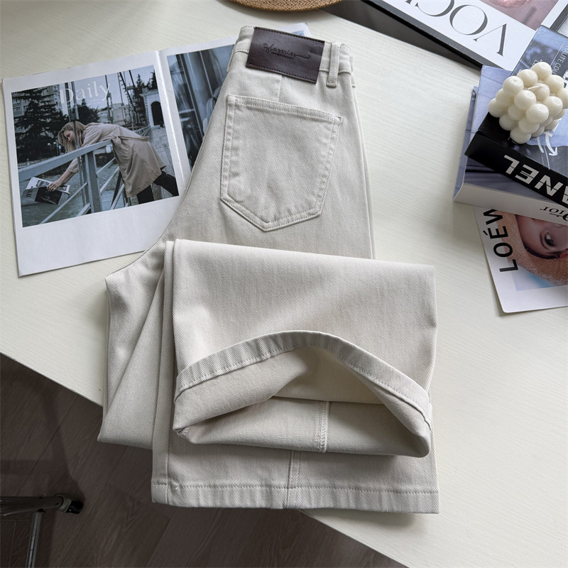 王炸比例！~立体斜裁 纯棉新品宽松阔腿牛仔裤女 垂感直筒拖地裤