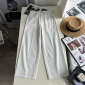 奶奶裤 四面弹米白色宽松休闲九分直筒裤 高品质牛货 满满高级感