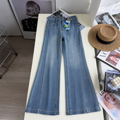 春季 穿出超模腿 拖地长裤 女高腰弹力喇叭裤 四面弹显瘦微喇牛仔裤