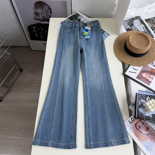 穿出超模腿！四面弹显瘦微喇牛仔裤女高腰弹力喇叭裤拖地长裤春季 - 封面