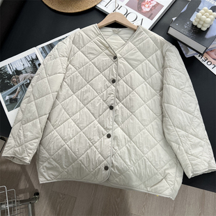 简约日常休闲 内胆轻薄菱格棉服外套女 新款 冬季