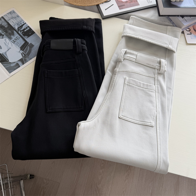 冬季加厚一体绒宽松显瘦弯刀裤