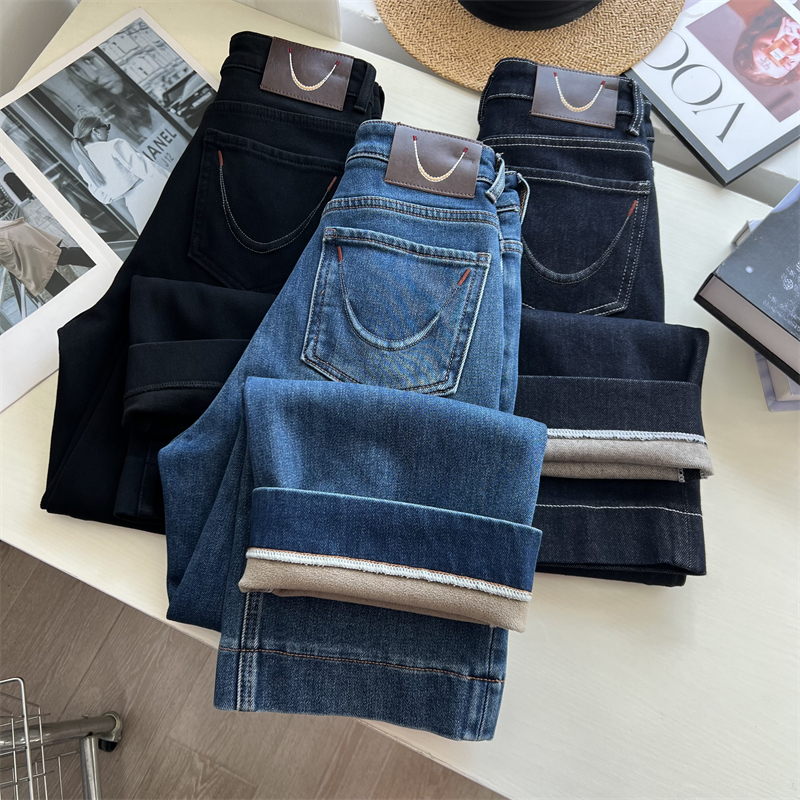 秋冬加绒保暖弹力九分法棍裤