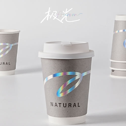 带盖一次性淋膜高科技感双层纸杯冷热饮商家用防溢出中空杯咖啡杯