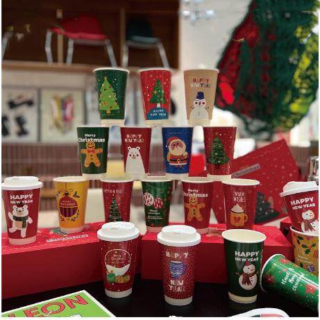 圣诞礼物经典款纸杯咖啡奶茶果汁冷热通用高档环保双层加厚防烫杯