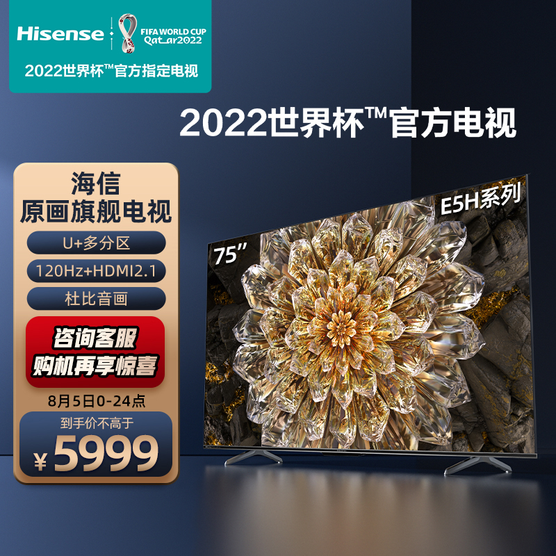 海信 75E5H 75英寸原画旗舰电视机 4K高清智能平板全面屏液晶E5H