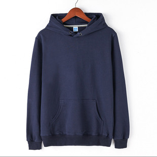 棉质纯色净版 连帽男女同款 春秋季 休闲毛圈卫衣可定制印花 清仓