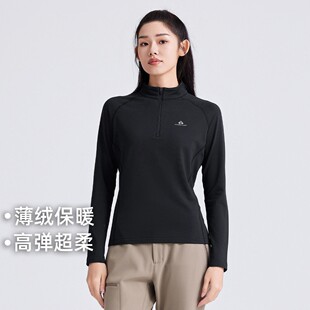 T恤户外运动内搭上衣 薄绒套头长袖 拓路者半开襟骑行服女春季 新款