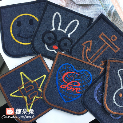 卡通牛仔膝盖刺绣贴大号儿童衣服牛仔裤子diy破洞修补装饰百搭