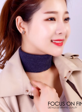 围脖保暖女护脖子羊绒毛线针织脖套百搭套头圈假领子宝蓝色纯白色