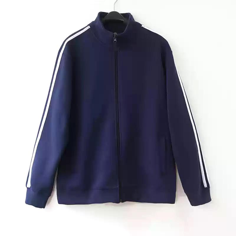 藏青色原创BF风休闲立领卫衣外套