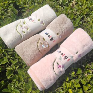 阿里郎毛巾吸水珊瑚绒加厚情侣浴室不掉毛柔软洗脸面巾刺绣3条装