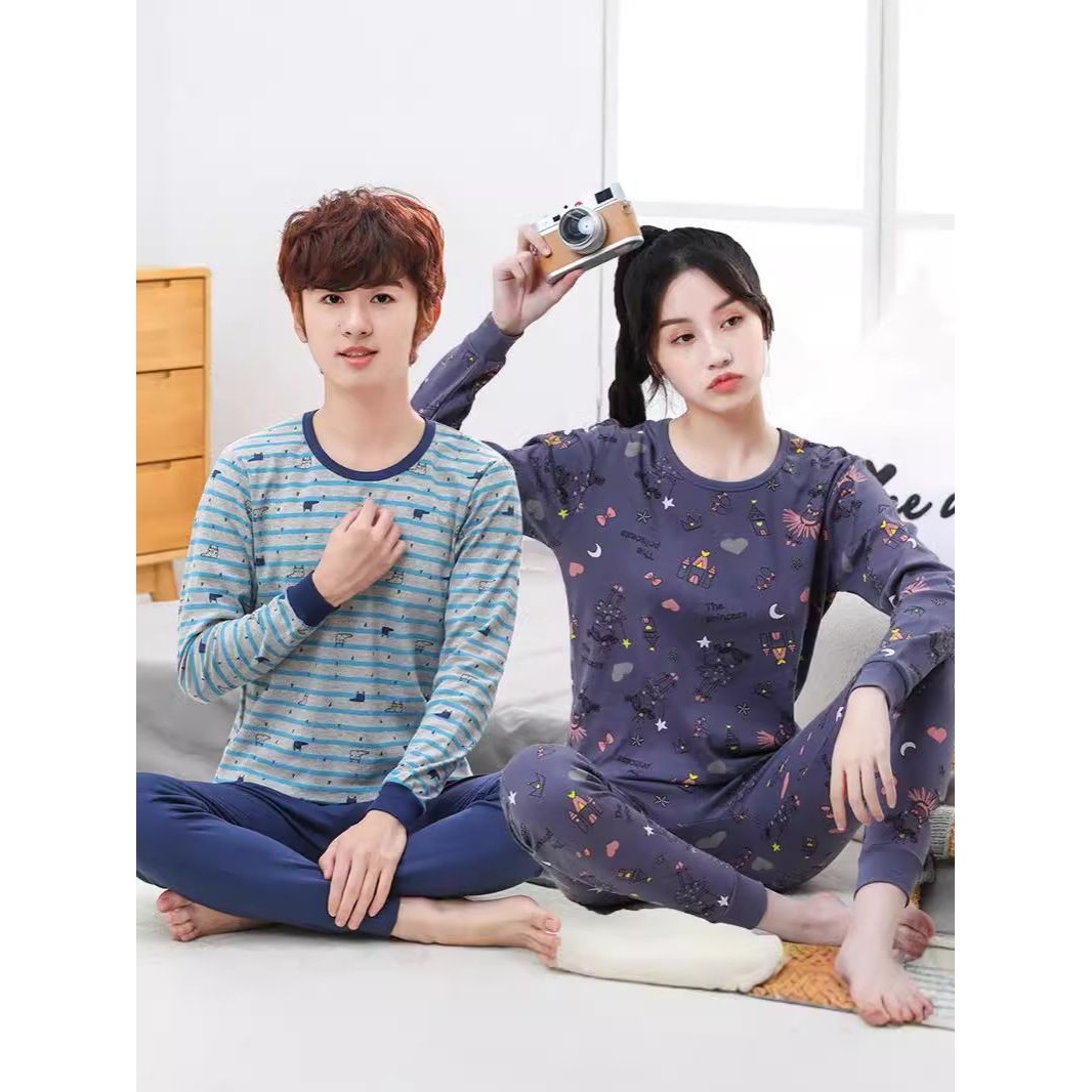 秋季青少年睡衣新款纯棉秋衣秋裤套装男女中大童长袖棉毛衫家居服