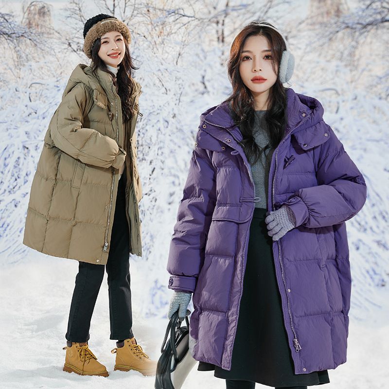 新款90白鸭绒胖mm加肥加大码羽绒服女大码牛角扣羽绒服RR2309