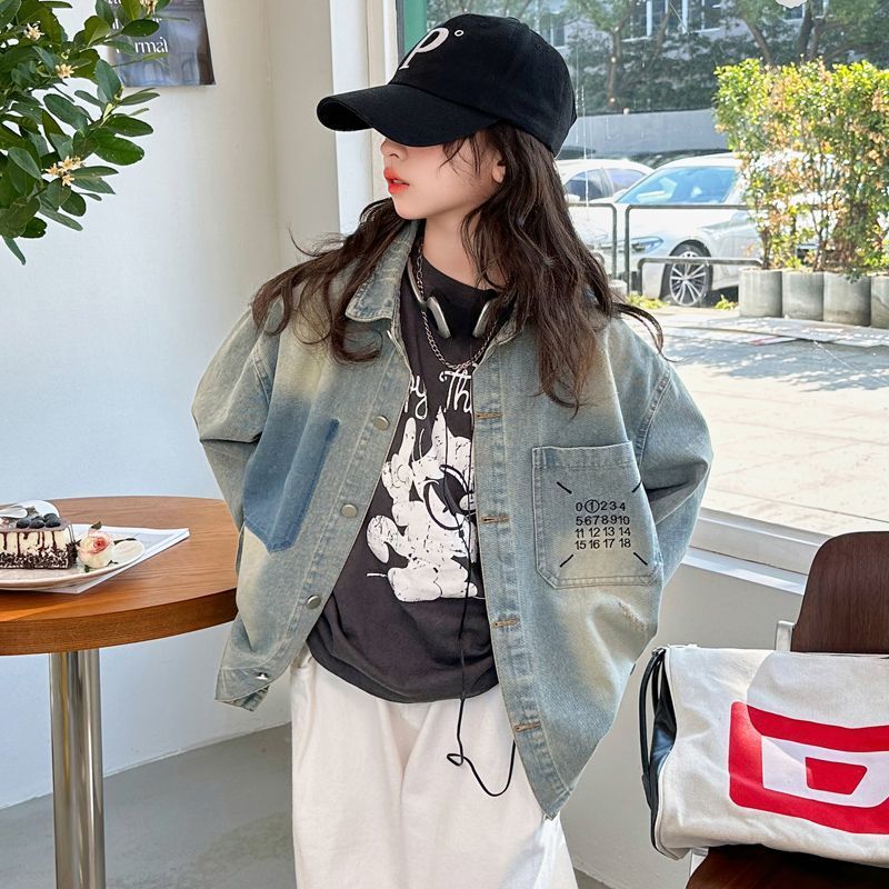 女童牛仔外套春秋新款儿童中大童女孩长袖衬衫上衣春装洋气潮