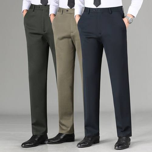 羊毛西裤男秋冬新品厚款男士休闲裤弹力修身直筒轻商务正装裤子男