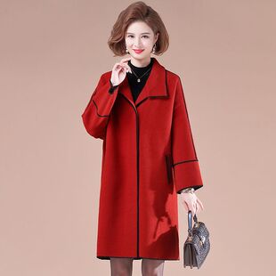 羊绒大衣妈妈秋冬新款加肥加大码200斤胖mm洋气毛呢女外套中长款