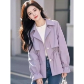 2025年新款 风衣外套女 超好看独特漂亮韩系高级感百搭紫色短款