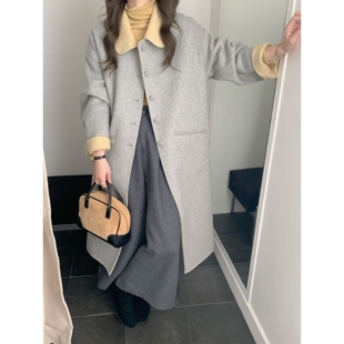 慵懒风宽松百搭长款毛呢外套2025秋冬新款双面羊毛大衣女气质款