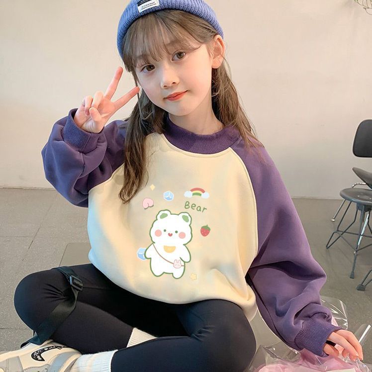 美拉德卫衣女童卫衣春秋款新款儿童洋气宝宝冬季女孩加绒上衣