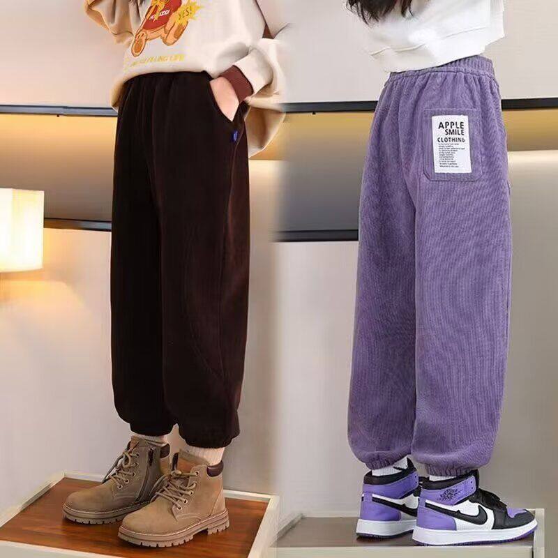 儿童裤子秋季新款女童运动裤外穿卫裤春秋装大童灯芯绒休闲裤