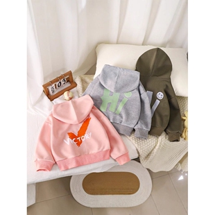 儿童春秋卫衣2025新款长袖男孩拉链女童洋气上衣中大童连帽开衫卫