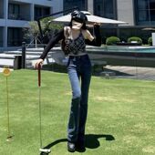 微喇叭牛仔裤 子女潮 设计感ins裤 女秋冬新款 高腰显瘦百搭弹力修身