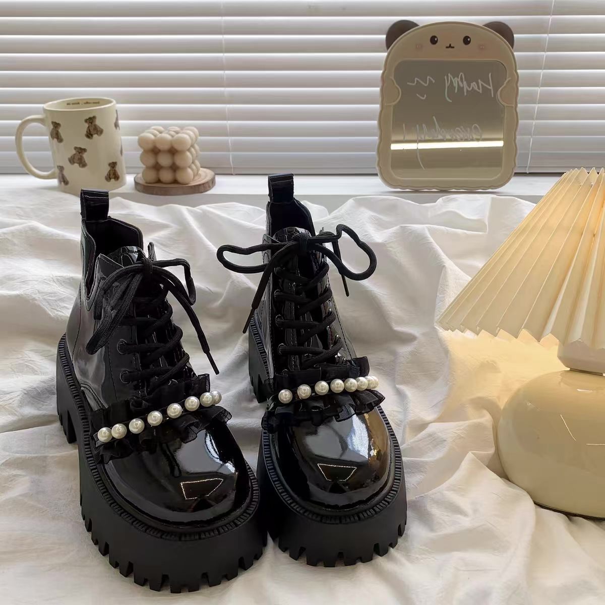 厚底增高黑色甜酷机车短靴子2025年新款春秋季单靴英伦风马丁靴女