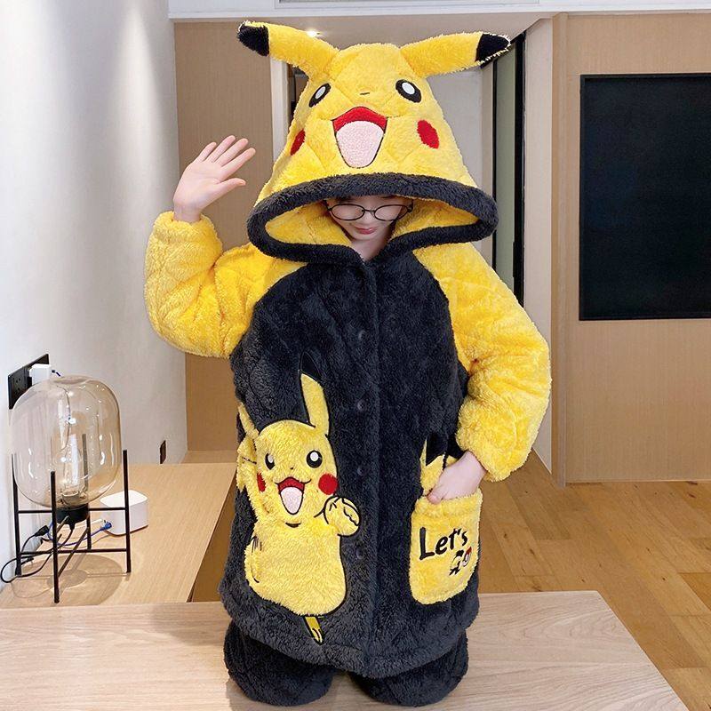 儿童睡衣男童冬季加厚款法兰绒男孩珊瑚绒三层夹棉冬款加绒家居服