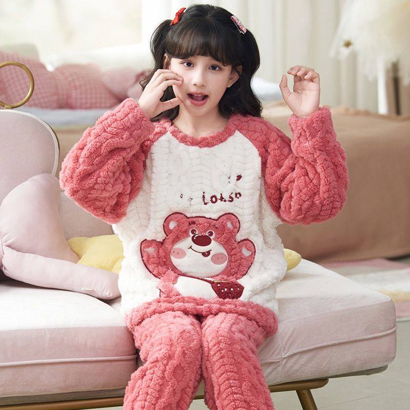女童睡衣秋冬季2025新款珊瑚绒加绒儿童女孩法兰绒大童冬天家居服,童装/婴儿装/亲子装,家居服套装,淘宝优惠券,粉丝福利购,淘宝优惠卷