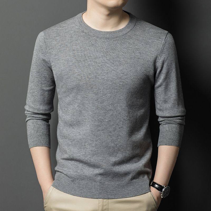 秋冬羊毛手感中年毛衣男士纯色百搭打底衫圆领针织衫男式上衣男装,男装,羊绒套衫,淘宝优惠券,粉丝福利购,淘宝优惠卷