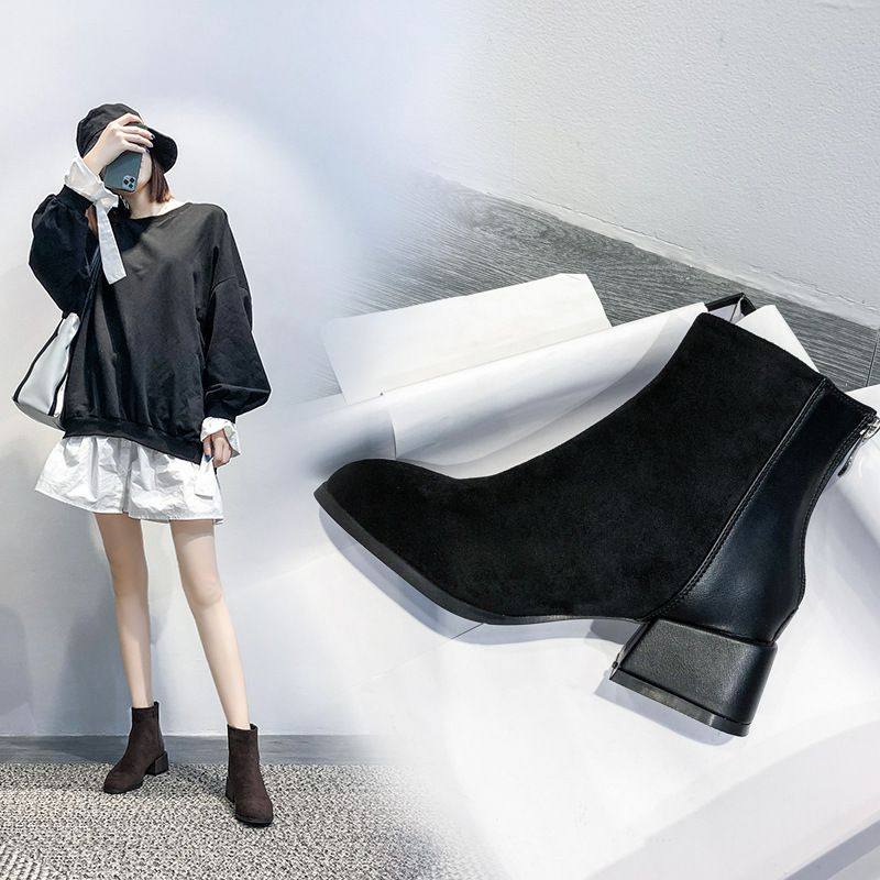 瘦瘦靴女秋冬新款英伦风网红靴切尔西百搭短靴粗跟大码时装靴,女鞋,弹力靴/袜靴,淘宝优惠券,粉丝福利购,淘宝优惠卷