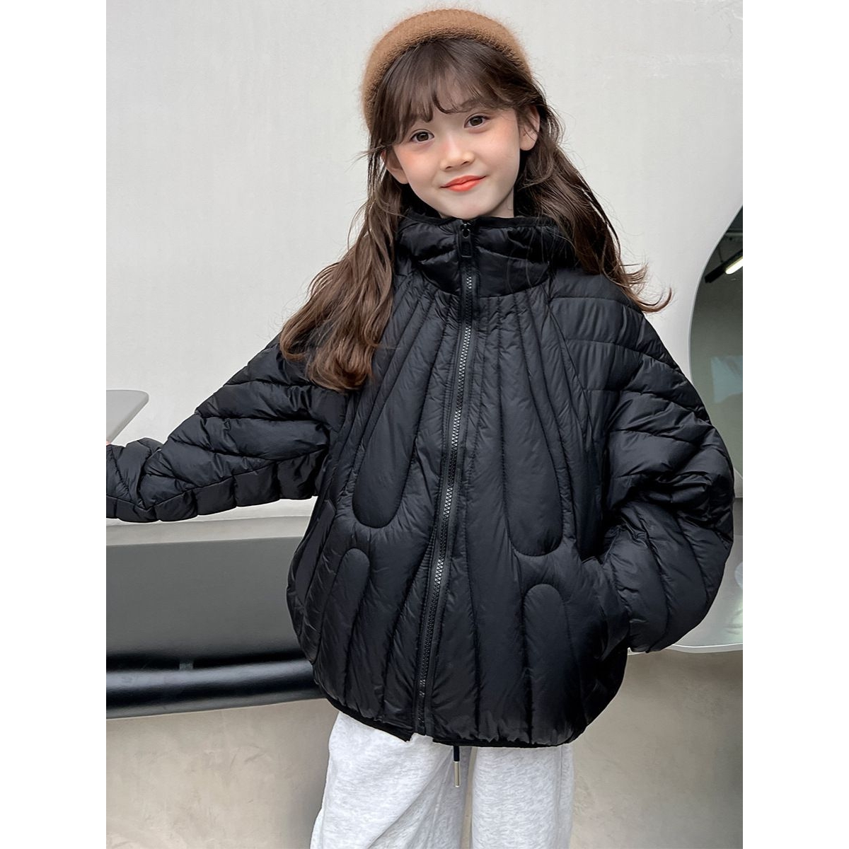 女童棉衣纯色简约棉服2025冬装新款儿童中小童棉袄中大童轻薄棉衣