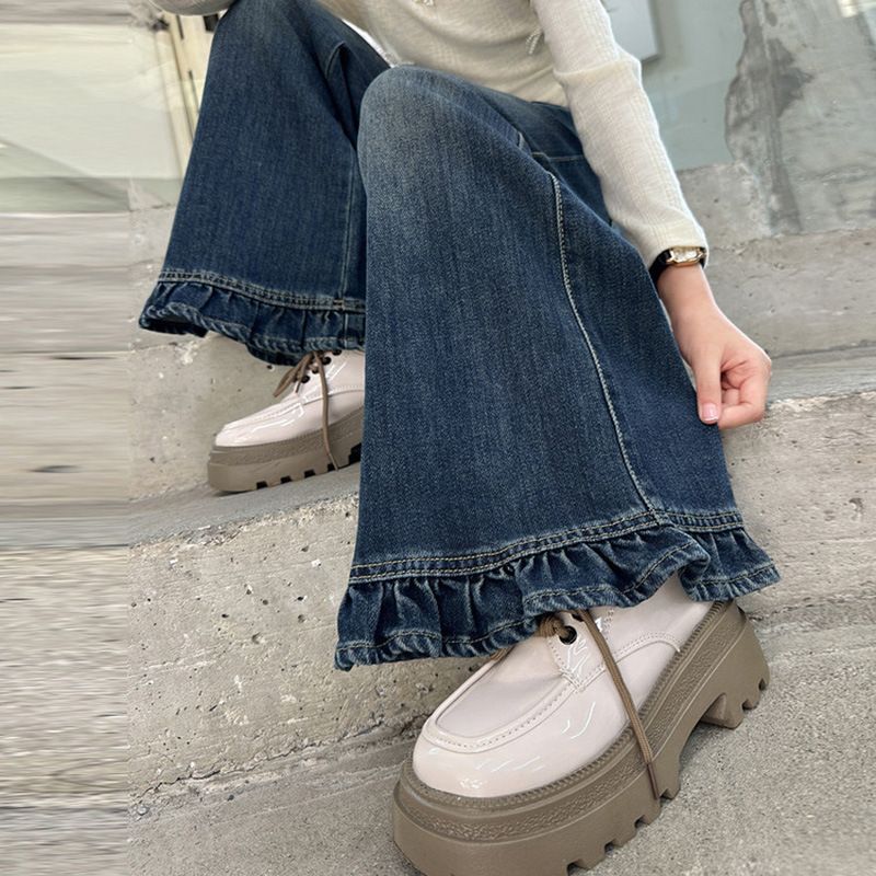 女童牛仔裤春秋2025新款儿童洋气童装直筒裤中大童秋冬窄版阔腿裤