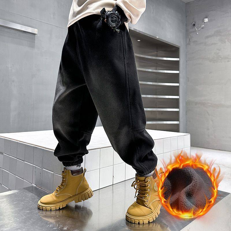 儿童装男童加绒裤子秋冬2025新款保暖加厚男孩冬装中大童牛仔裤潮