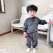 冬季 儿童睡衣秋冬加绒宝宝冬装 小童潮男童家居服套装 加厚0033A070