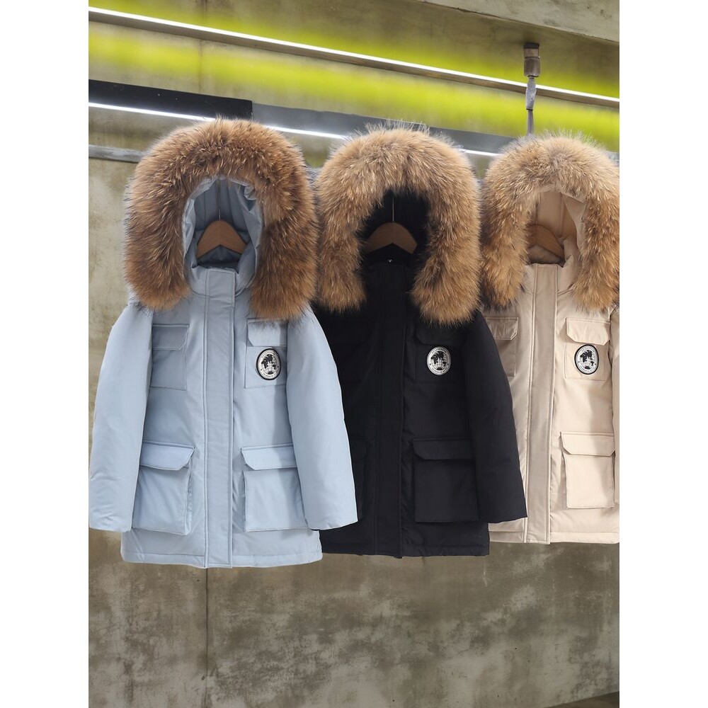 新款儿童羽绒服男童女童中长款中大童冬季加厚冲锋衣外套洋气