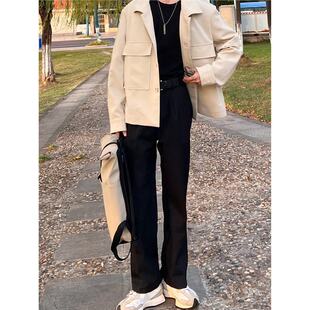 秋冬加绒免烫垂感西裤男百搭显高直筒宽松潮流休闲长裤高级感西裤