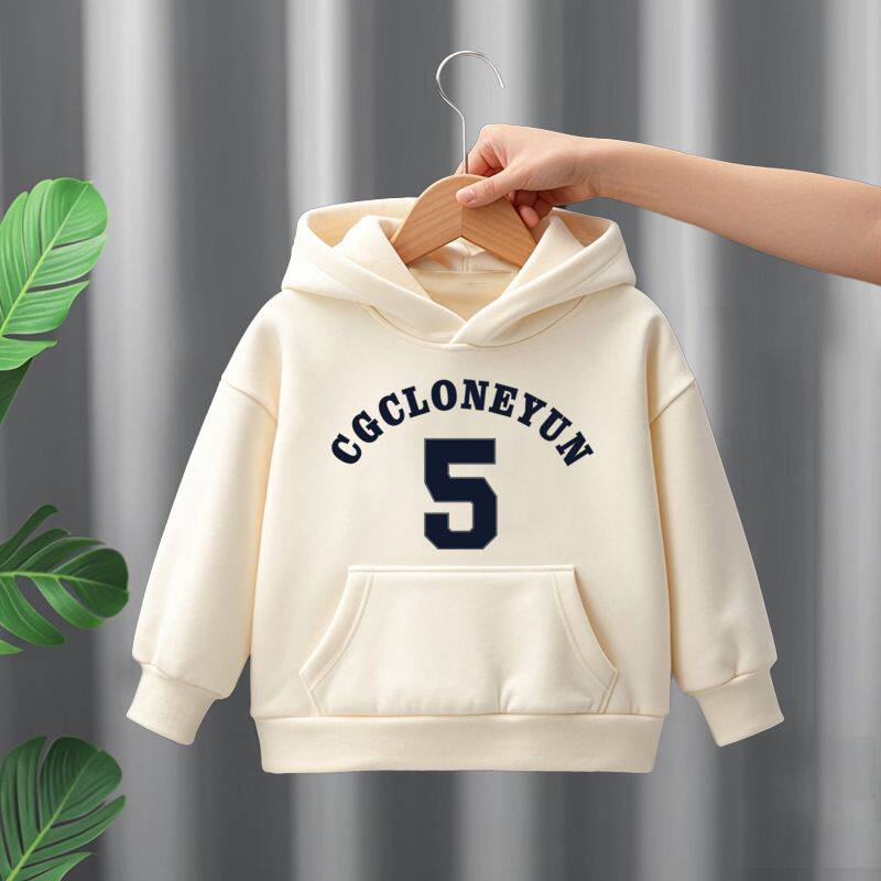 女童男童加绒加厚连帽纯棉卫衣秋冬季新款中大儿童百搭舒适上衣