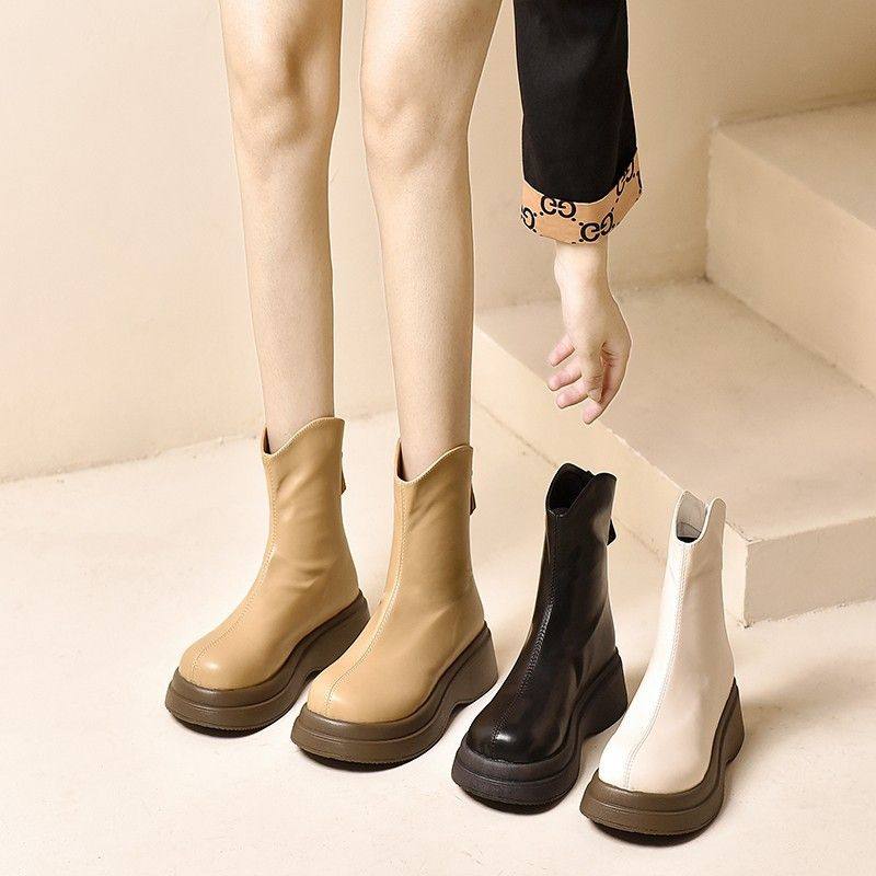 时尚马丁靴女厚底短靴2025新款春秋单靴百搭英伦风甜酷切尔西女靴,女鞋,切尔西靴,淘宝优惠券,粉丝福利购,淘宝优惠卷