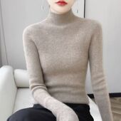 针织衫 半高领黑色打底衫 女内搭毛衣修身 2025秋冬新款 上衣长袖 套头