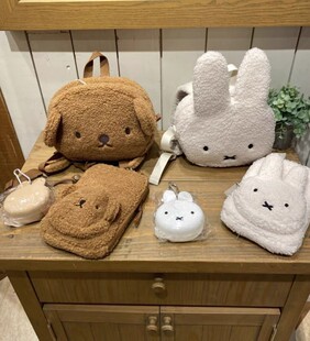 米菲兔亲子成人羊羔毛斜挎包手机包卡通可爱鲍里斯棕色遛弯双肩包