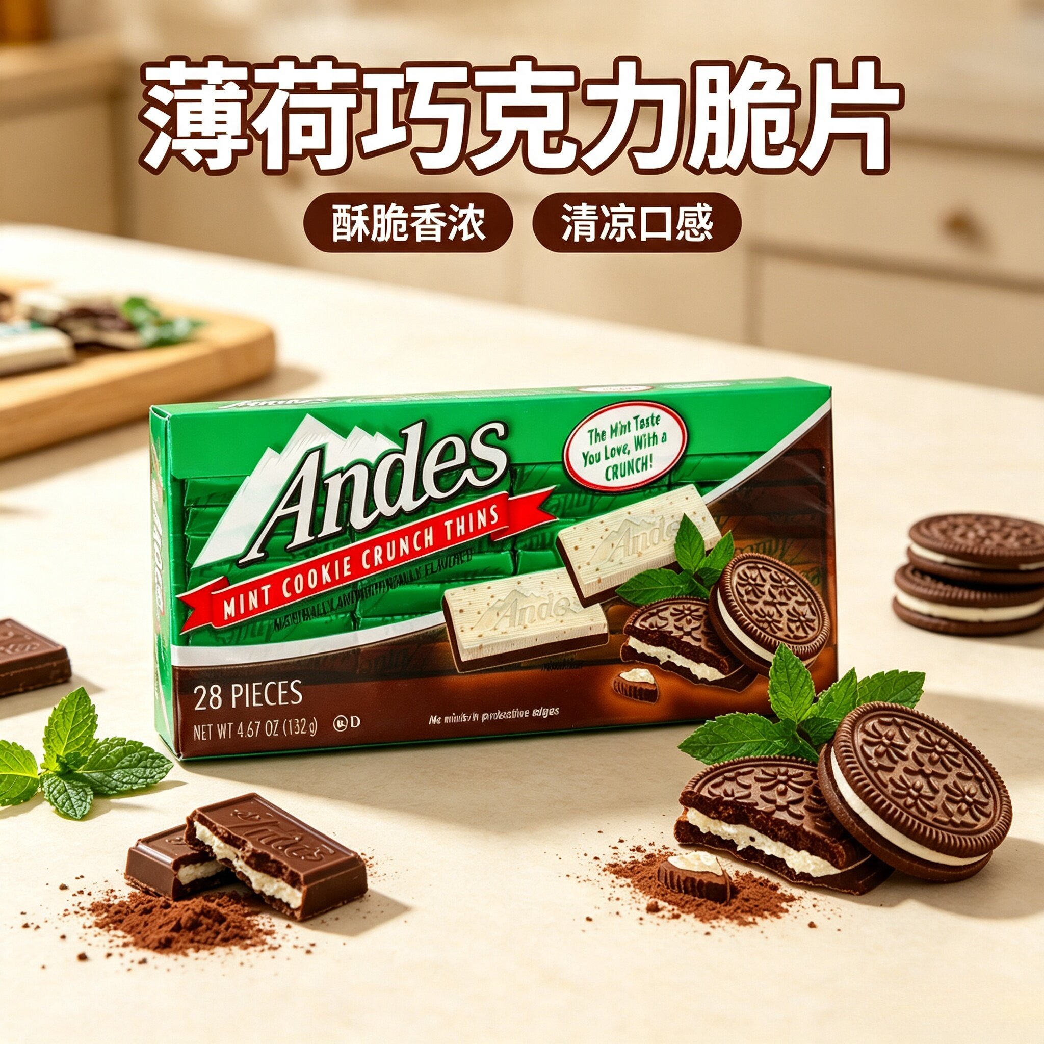 情人七夕礼物美国进口零食Andes安迪士单双层薄荷牛奶夹心巧克力