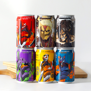 中国台湾进口OCEAN BOMB柚子风味碳酸饮料联名款解渴汽水休闲饮品