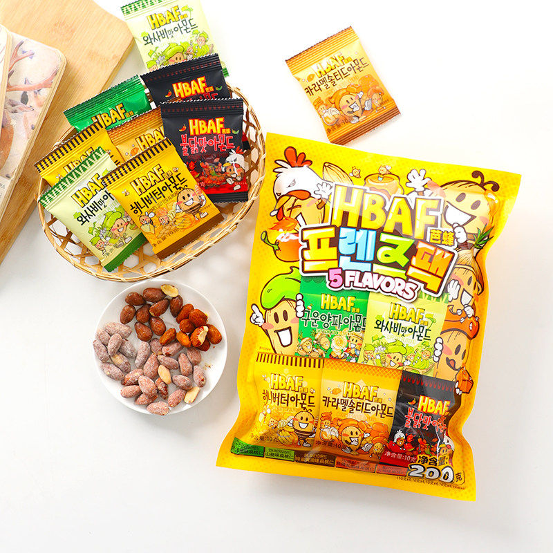 韩国进口HBAF芭蜂多口味什锦扁桃仁巴旦木坚果家庭装年货休闲零食
