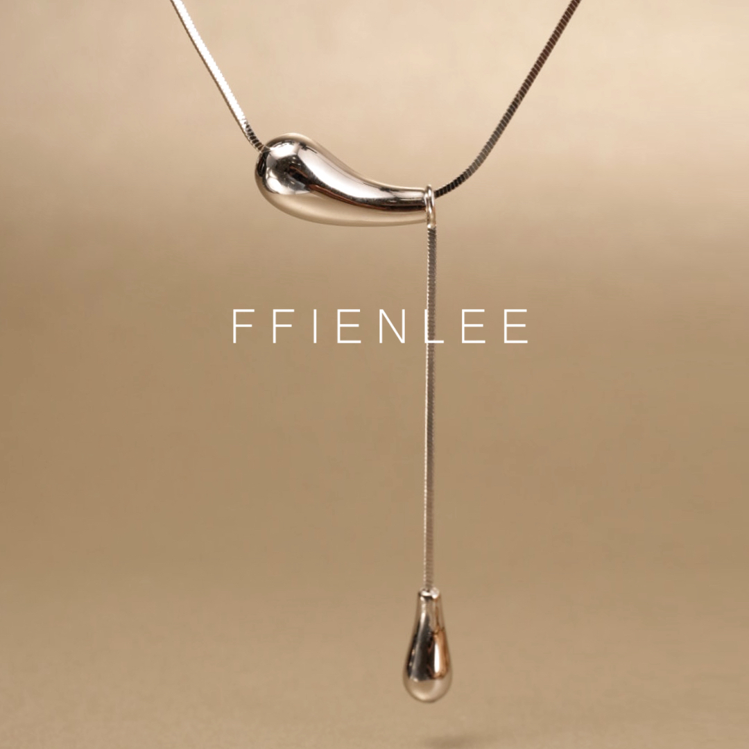 坠链均925银  大水滴 净面抛光水滴银球项链时尚高级Y字颈链