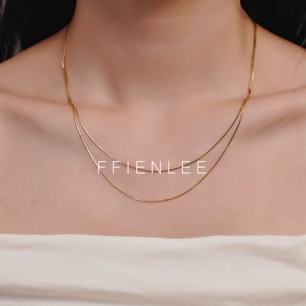 S925银 镀金 双蛇共舞 时尚轻奢双层蛇骨毛衣链女款气质百搭项链