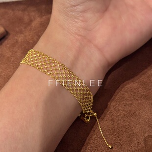 925银手链  少女手札 意大利工艺复古宽版蕾丝手链女款轻奢手链