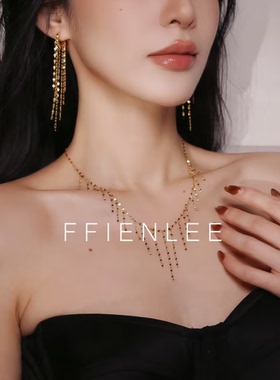 925银项链  金光闪闪 轻奢设计感项链女款流苏颈链