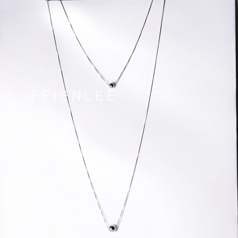 坠链均925银  叠影 轻奢小众设计双层银圆珠蛇骨链气质百搭项链